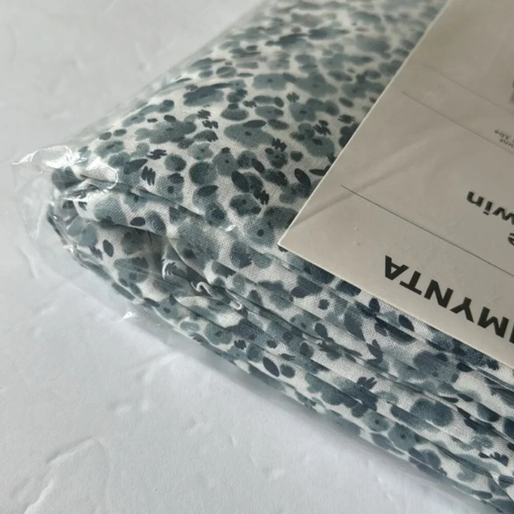 IKEA Vattenmynta Twin Duvet Cover and 1 pillow case set Blue Floral new